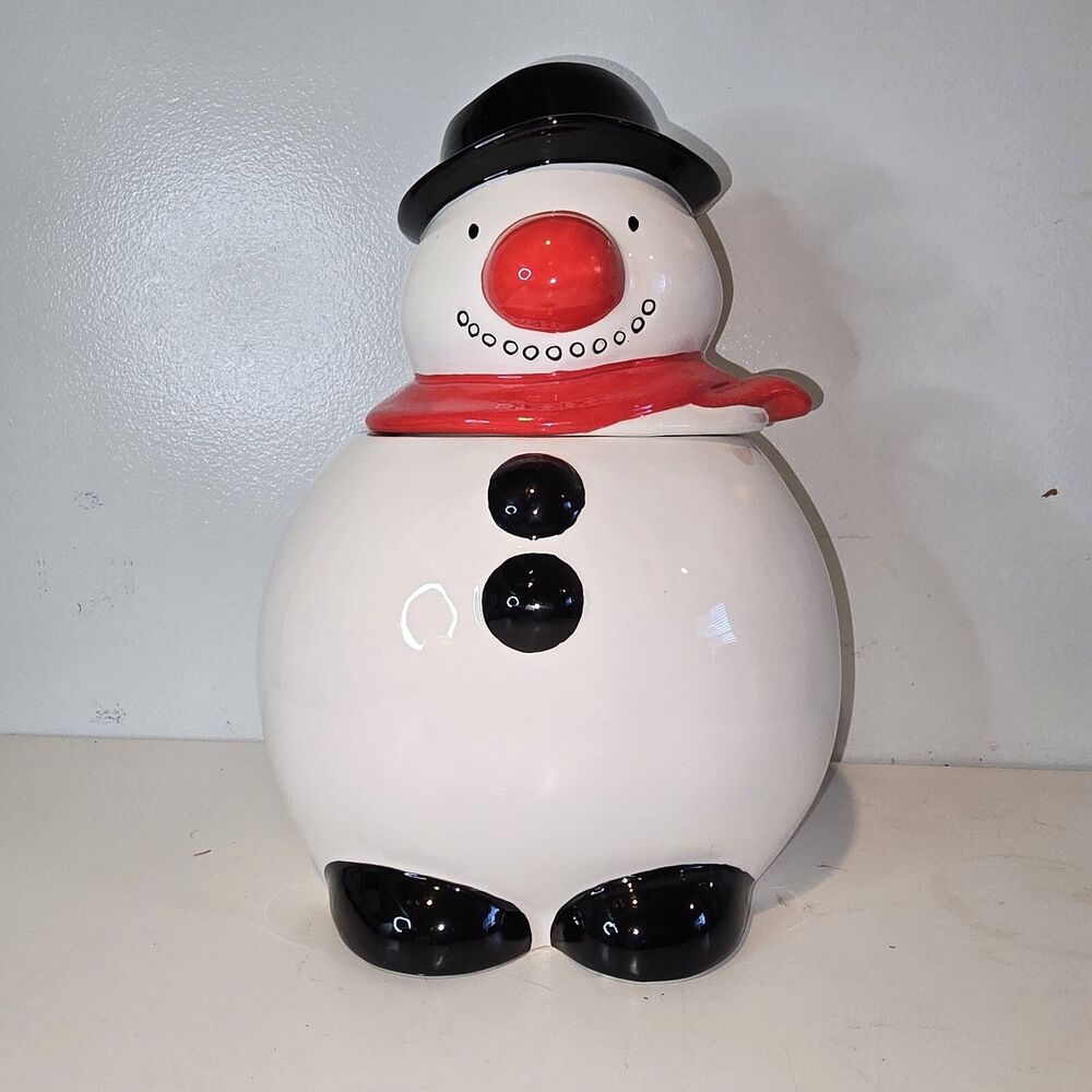 Vintage Musical Snowman Cookie Jar Plays White X'Mas Music Never Used